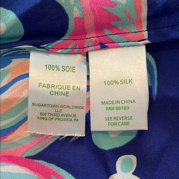 Lilly Pulitzer Blue and Pink Silk Top - Picture 10 of 13